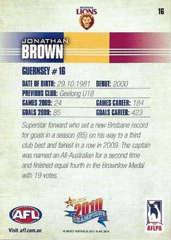 2010 Select AFL Champions #16 Jonathan Brown Back